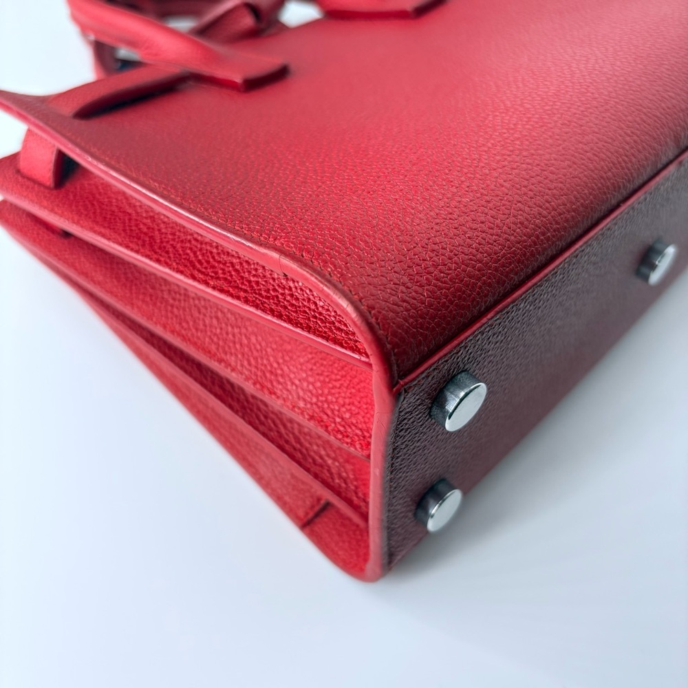 YSL Sac Du Jour Nano in Red Pebbled Leather - Picture 12 of 16